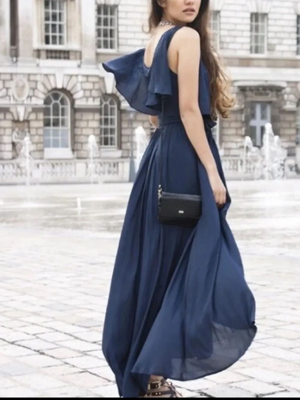 Free People Fiona Hi Lo Wrap Dress In Navy Size Small